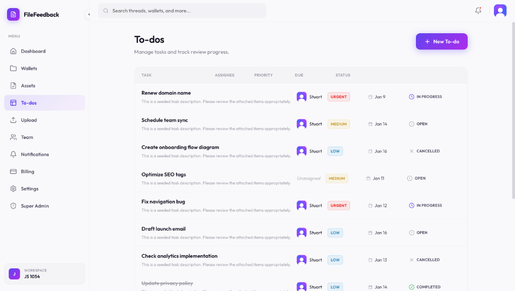 To-Do Management Interface
