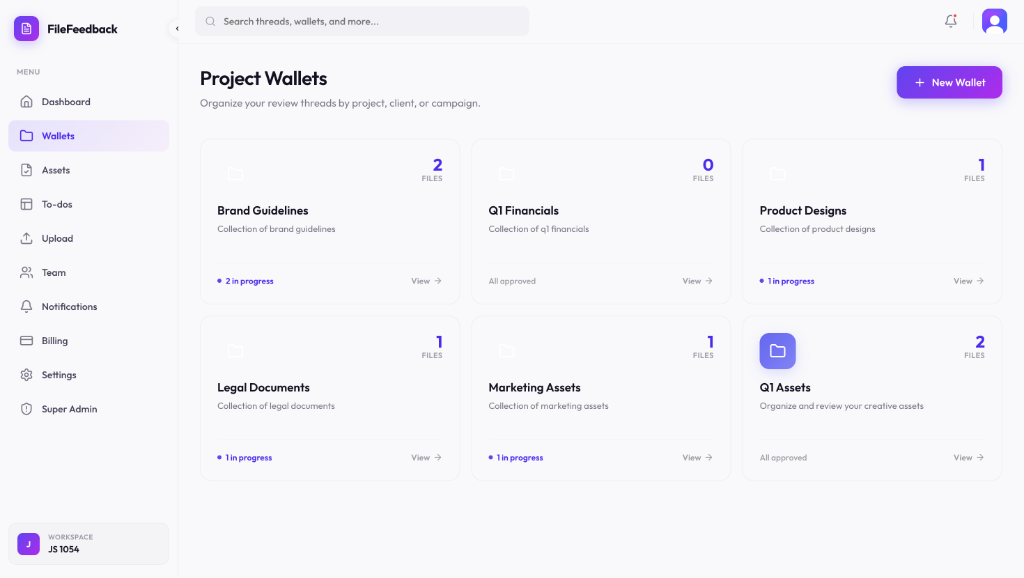 Project Wallets Interface